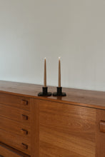 1980's BLACK REGENCY CERAMIC CANDLE HOLDERS | SET OF TWO