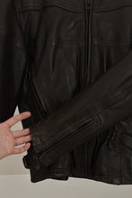 1980's BLACK LEATHER GORED WAIST BIKER JACKET | SIZE M/L