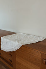 1940's LARGE EMBROIDERED ROUND LINEN TABLECLOTH | 62" DIAMETER