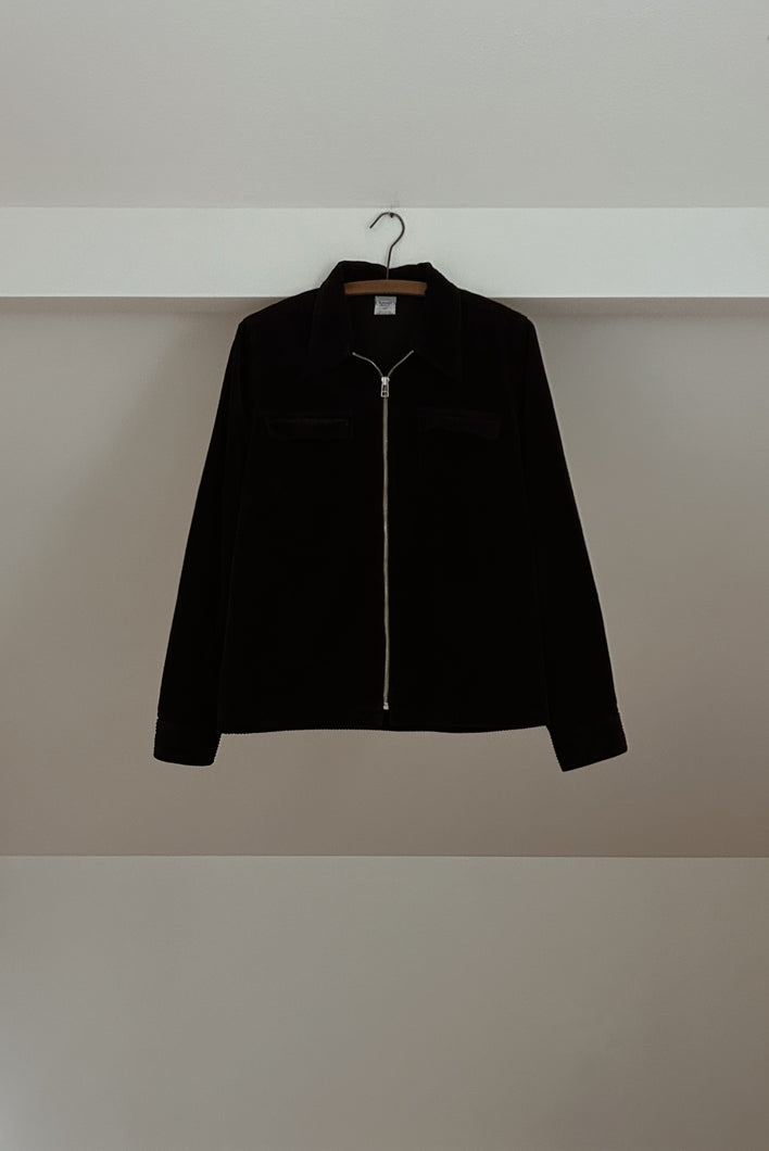 Y2K BLACK CORD ZIP JACKET | SIZE M