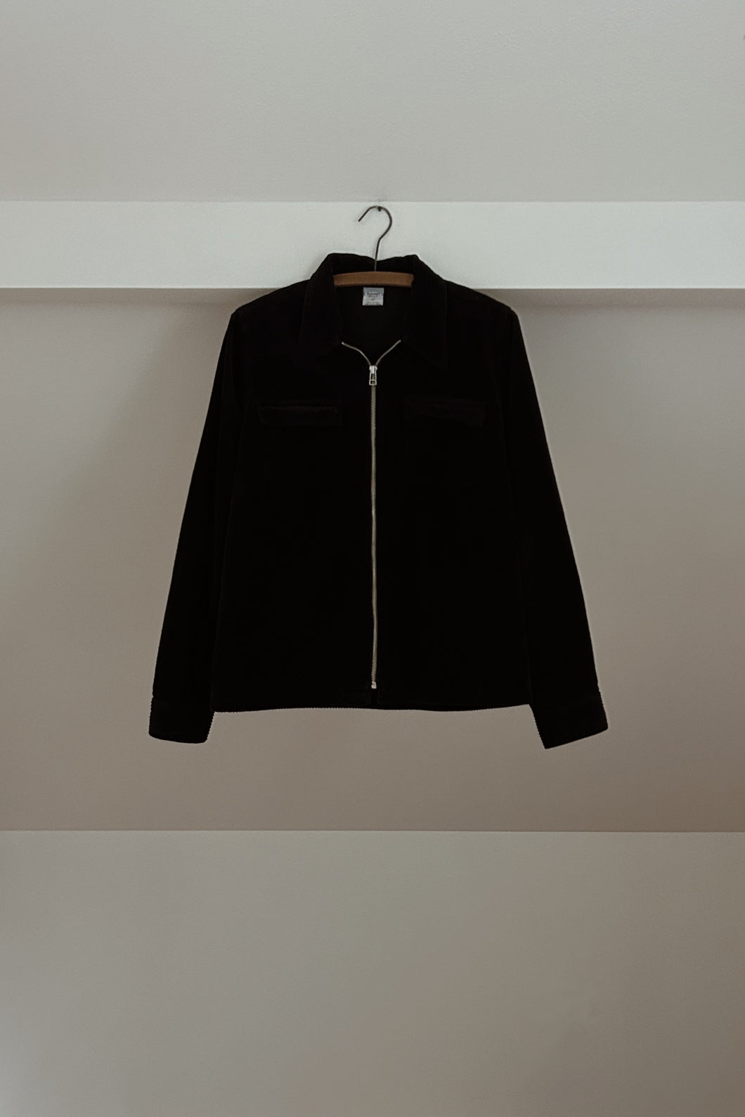 Y2K BLACK CORD ZIP JACKET | SIZE M