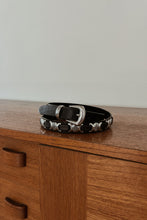 1990's BLACK LEATHER WESTERN SILVER BELT | SIZE M