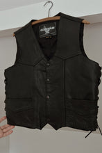 1980's LADY HARLEY BLACK LEATHER LACE UP VEST | SIZE S/M