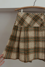 1960's WOVEN TWEED PLEATED WRAP MINI SKIRT | SIZE S