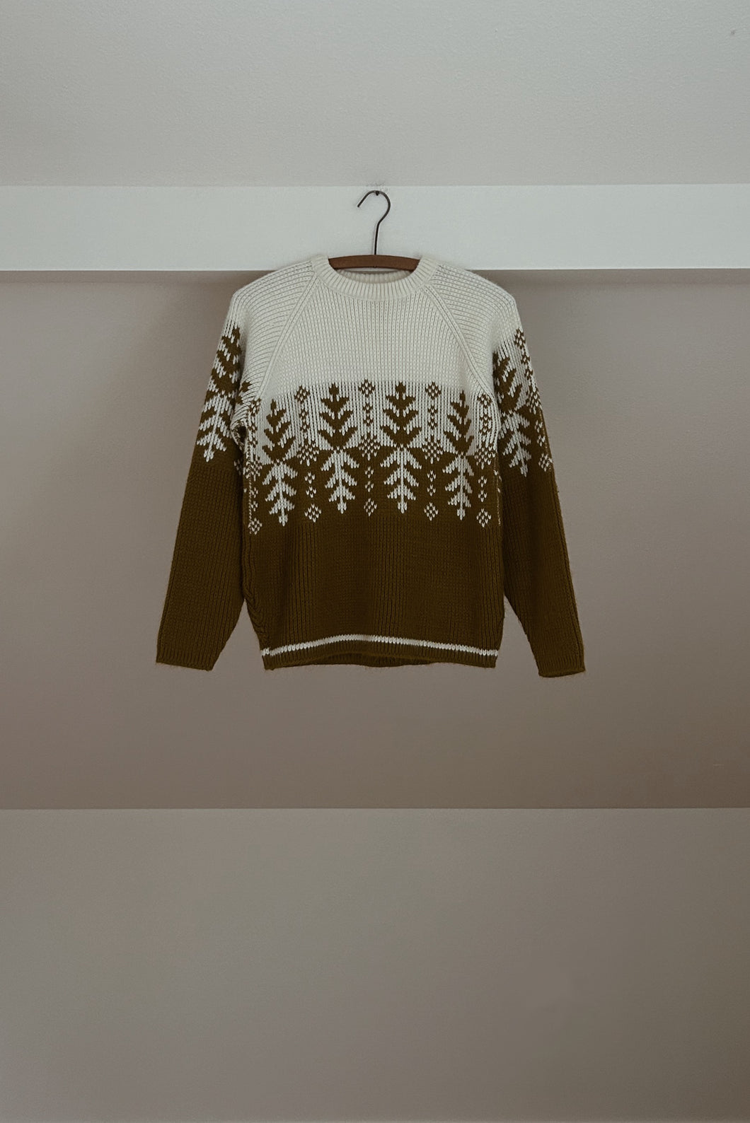 1960's OLIVE FAIR ISLE KNIT JUMPER | SIZE S