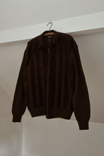 1970's CHOCOLATE SUEDE CABLE KNIT ZIP JACKET | SIZE XL