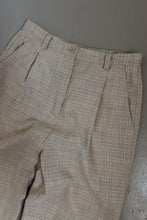 EARLY 1990's LINEN PLAID PLEATED TROUSERS | SIZE 28