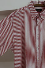 1990's J CREW RED STRIPE COTTON POPLIN | SIZE XL