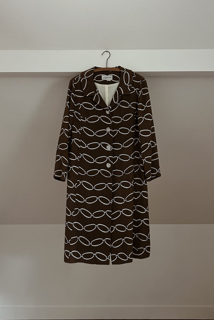 1970's L'AIGLON CHOCOLATE CHAIN WEAVE TRENCH | SIZE M