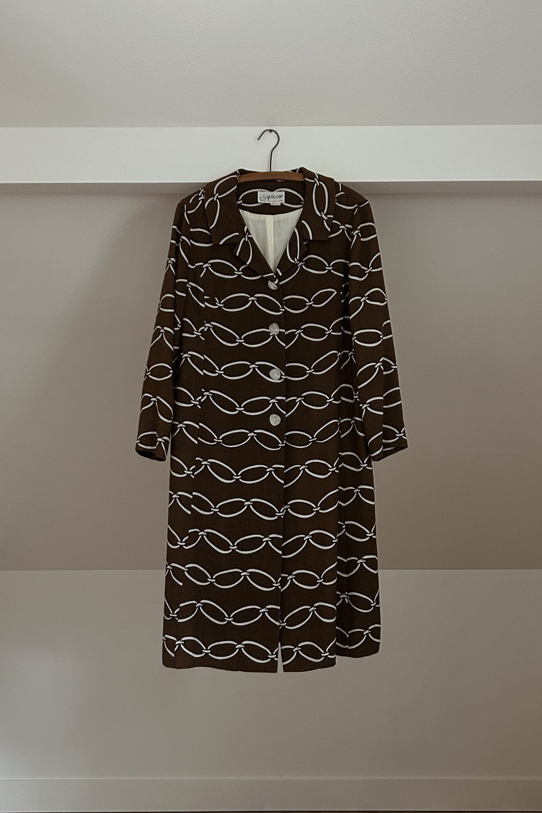 1970's L'AIGLON CHOCOLATE CHAIN WEAVE TRENCH | SIZE M