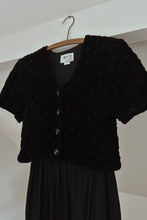 1990's BLACK WOVEN CHENILLE OVERLAY JUMPSUIT | SIZE M