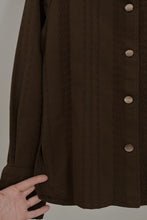 1960's EMBROIDERED CHOCOLATE BUTTON BLOUSE | SIZE S