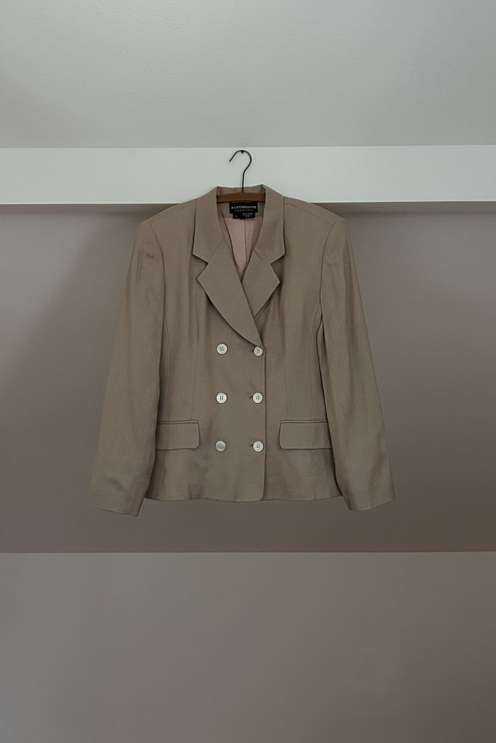 1990's TEXTURED FLAX DOUBLE BREASTED BLAZER | SIZE M