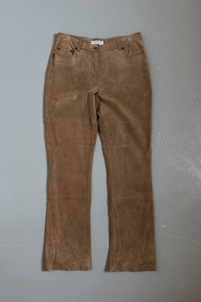 Y2K CAMEL SUEDE TROUSERS | SIZE 28