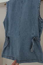 1990's CINCH WAIST DENIM ZIP VEST | SIZE L