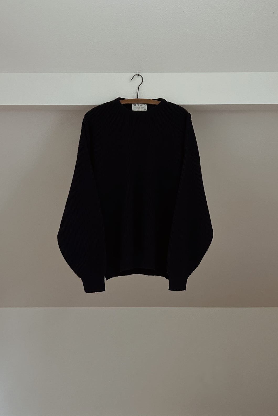 1980's NAVY CHUNKY RIB KNIT JUMPER | SIZE L