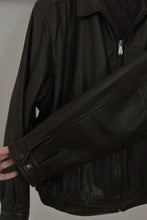 1990's CLASSIC BLACK LEATHER OVERSIZED BOMBER JACKET | SIZE L/XL