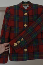 1980's CARLISLE PLAID WOOL PEPLUM BLAZER | SIZE S