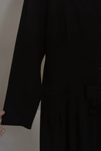 1980's NIPON BLACK DROP WAIST SATIN BOW DRESS | SIZE S