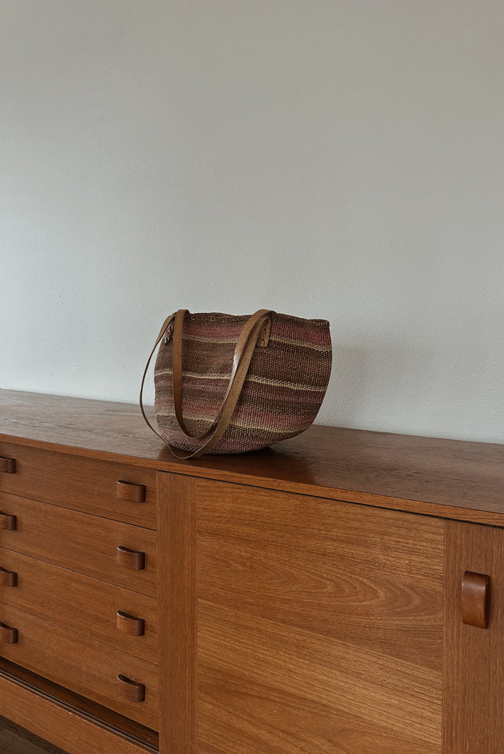 1980's SISAL + LEATHER BAG