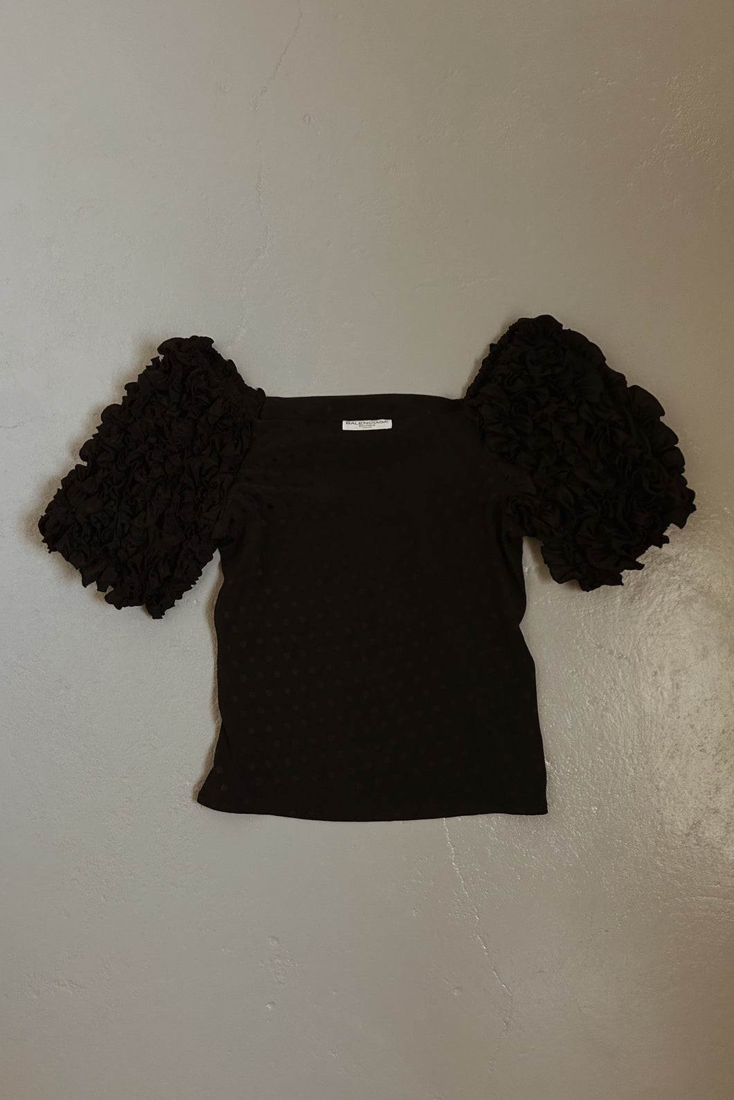 1980's BALENCIAGA BLACK OFF SHOULDER BLOUSE | SIZE M