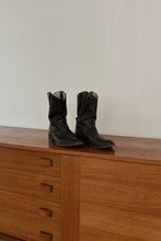 1980's JUSTIN BLACK LEATHER COWBOY BOOTS | SIZE 8