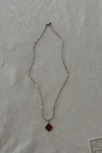 1970's STERLING + AMBER PENDANT ON 925 STERLING BALL CHAIN