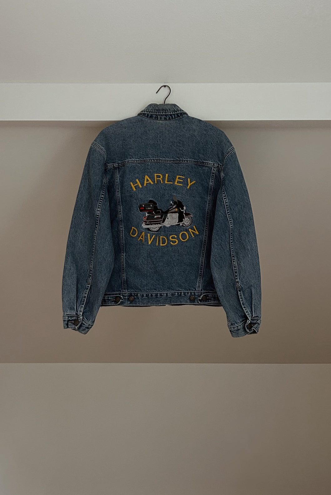 1990's HARLEY DAVIDSON DECAL DENIM JACKET | SIZE M