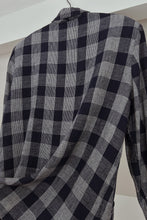 1990's NAVY WOVEN PLAID BLAZER | SIZE XL