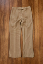 1960's CAMEL PINSTRIPE WOOL KICK FLARES | SIZE 27/28