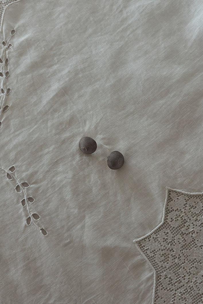 1980's BRUTALIST STERLING SILVER ROPE DOME POSTS