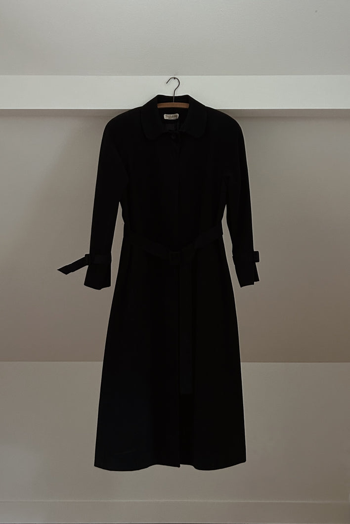 1970's ADOLPH SCHUMAN BLACK ULTRASUEDE TRENCH | SIZE M