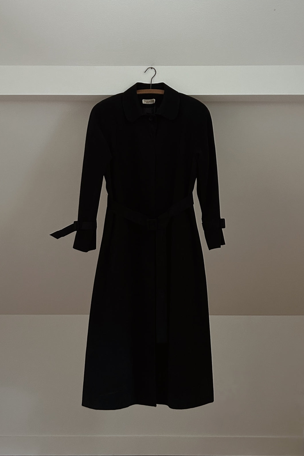 1970's ADOLPH SCHUMAN BLACK ULTRASUEDE TRENCH | SIZE M