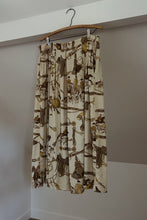 1980's LA CHINE EQUESTRIAN PRINT PLEATED SKIRT | SIZE L