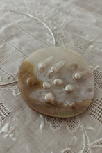 1980's 925 STERLING + GIANT MOTHER OF PEARL COLLAR CHAIN