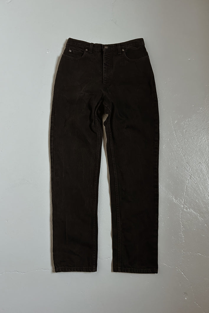 LATE 1990's BLACK LANDS END CLASSIC RIGID DENIM | SIZE 28