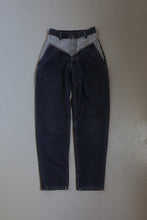 1980's PINCH WAIST PLEATED TWO TONE DENIM | SIZE 25