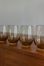 POSTMODERN AMBER BLOWN GLASS TUMBLERS