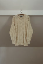 1990's ARAN PURE WOOL FISHERMAN KNIT JUMPER | SIZE M/L