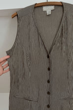 1990's CHOCOLATE SEERSUCKER STRIPE TIE BACK VENTED TANK | SIZE M