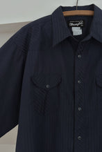 1980's WRANGLER NAVY SATIN STRIPE WESTERN SHIRT | SIZE XL