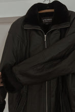 1990's WILSONS FAUX SHEARLING LINED BLACK LEATHER JACKET | SIZE L/XL