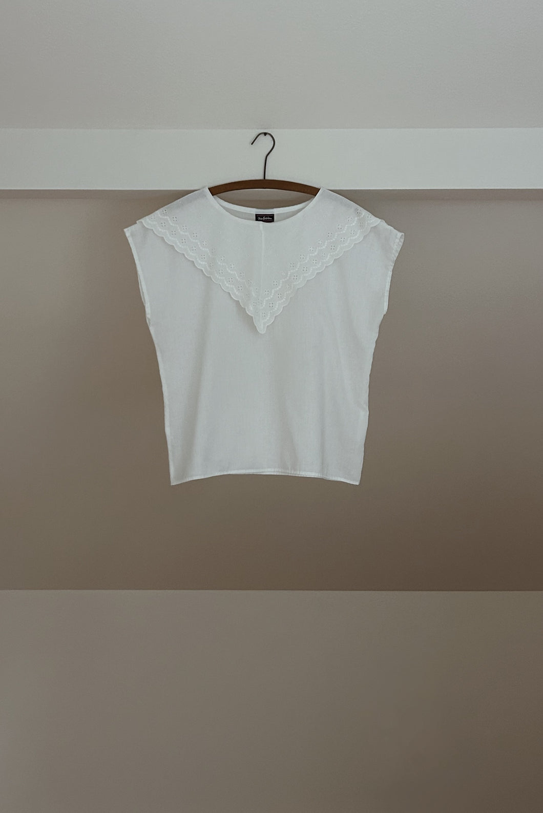 1990's EYELET COLLAR BOXY BLOUSE | SIZE M
