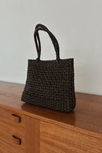 1990's BLACK WOVEN JUTE BAG | 12" x 9"