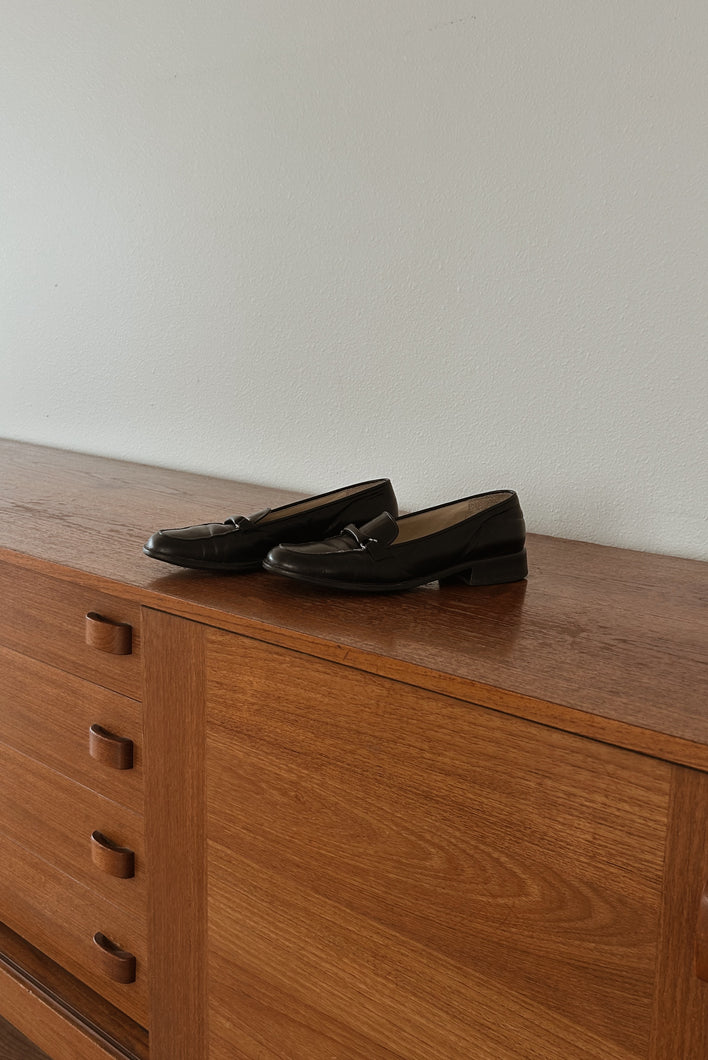 1990's ETIENNE AIGNER BLACK LEATHER LOAFERS | SIZE 8