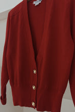 1980's CHERRY COTTON KNIT CARDIGAN | SIZE S/M