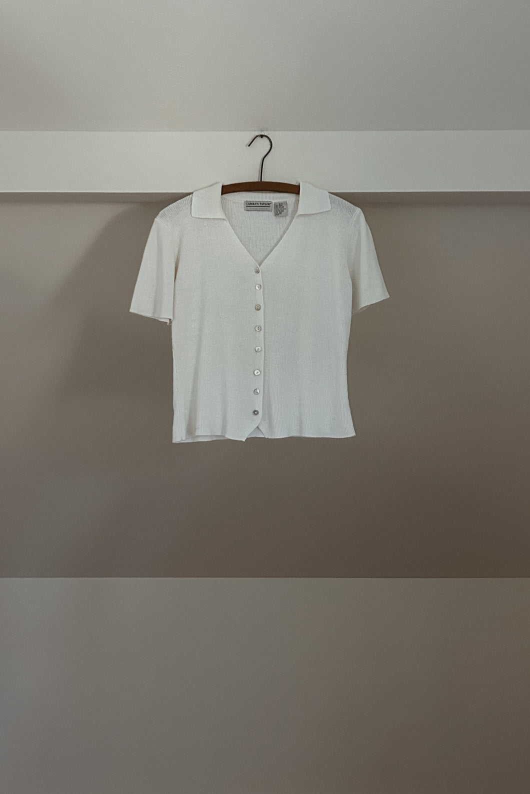 1990's RAMIE COTTON RIB KNIT BUTTON POLO | SIZE S