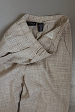 EARLY 1990's LINEN PLAID PLEATED TROUSERS | SIZE 28