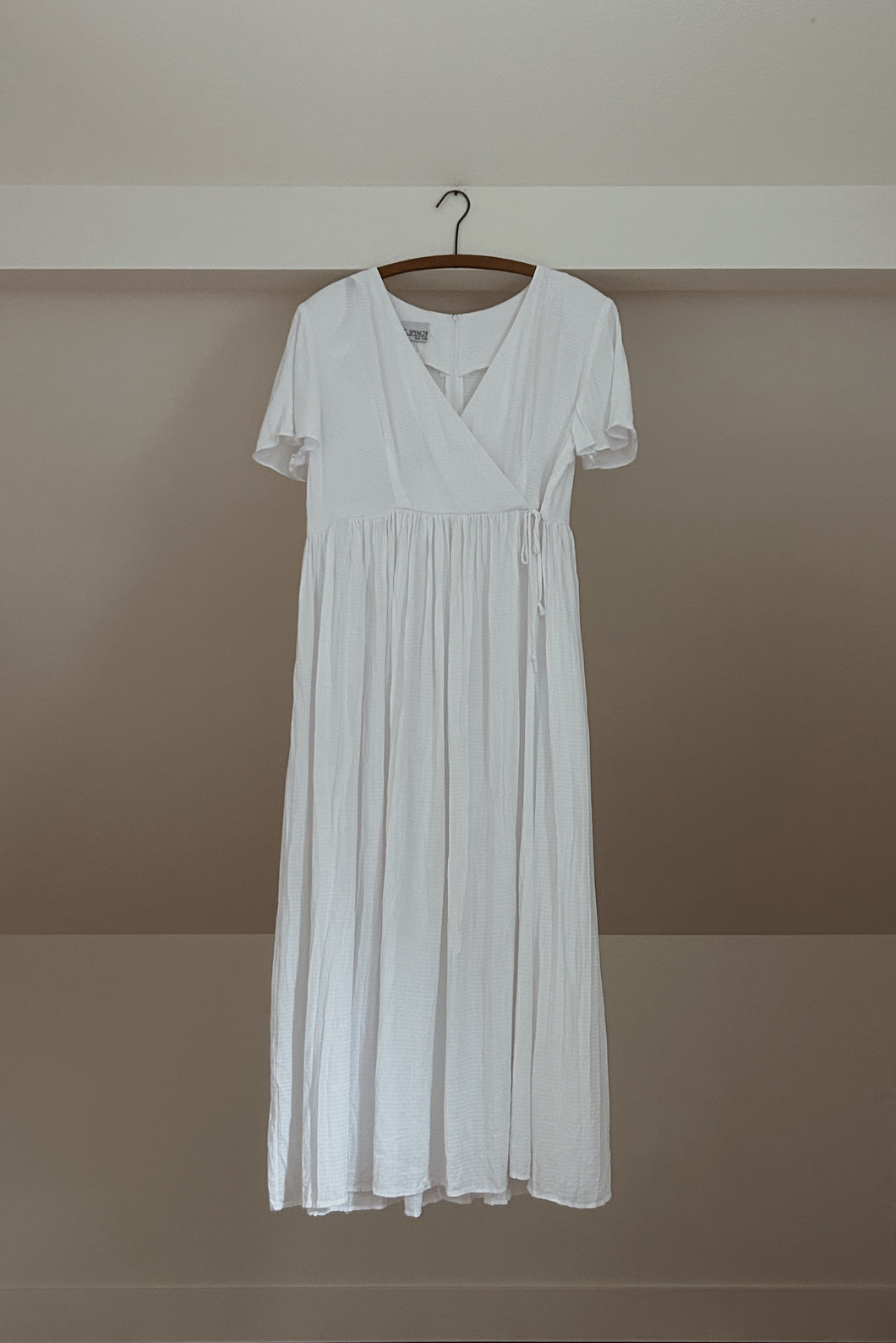 1990's PLEATED GUAZE SUMMER WRAP DRESS | SIZE XL