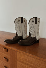 1980's CHOCOLATE + CREAM LEATHER COWBOY BOOTS | SIZE 6